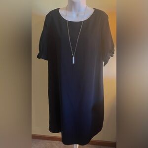 💣Size 16, AB Studio Classic Black Fabric dress, fully lined, short sleeve w tie.